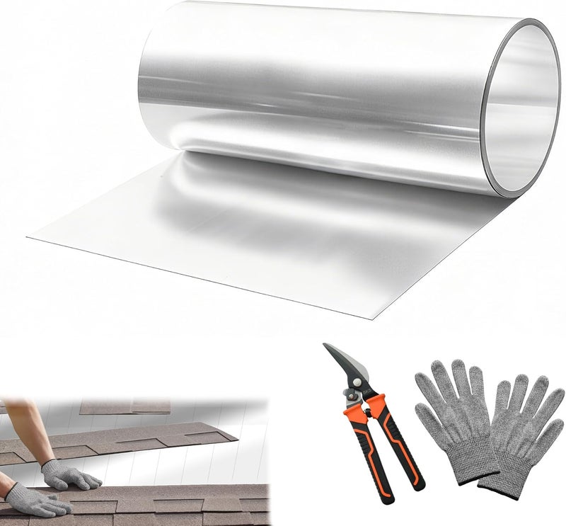 ACNOYEL 12'' x 50' Aluminum Flashing Roll, 0.3mm Thickness Metal Roof Flashing Roofing Panels for Sealing Windows Doors Siding Roofing Stains Moss and Mildew Prevention - Image 1